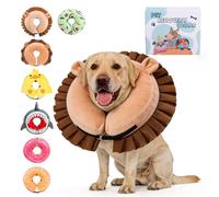 KOOLTAIL Dog Cone Collar Alternative After Surgery, Lion Soft Inflatable Dog Neck Cone for Medium Large Dogs, Adjustable Donut Recovery E Collar with Enhanced Anti-Licking Does Not Impede Vision, L