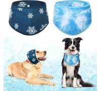 KOOLTAIL Dog Cooling Bandana, 2 Pack Ice Towel Neck Wraps Collar for Small Medium Large Dogs, Pet Chill Out Scarf Cooler Prevent Sunstroke Keep Cool in Hot Summer Snowflakes+Water Ripple
