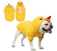 KOOLTAIL Dog Duck Costume Clothes, Funny Dog Outfits Fleece Sweater Hoodie, Pet Cute Halloween Cosplay Cold Weather Coats with Leash Hole for Small Medium Large Dogs Pug Pitbull Corgi Puppy, Yellow S