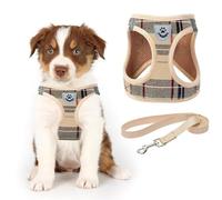 KOOLTAIL Dog Harness small dog, Soft Mesh Small Dog Harness and Lead Set, Step In Adjustable & Comfortable Padded Reflective Vest for Puppies and Small Breeds Dogs Walking, Beige Plaid S
