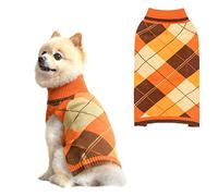 KOOLTAIL Dog Jumper Pet Knitted Clothes - Classic Plaid Pull Over Turtleneck Dog Sweaters with Leash Hole Warm Dogs Winter Cloth for Small Medium Dogs Cats Puppy