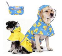 KOOLTAIL Dog Raincoat Reversible Rain Jacket for Small Medium Large Dogs,Waterproof Puppy RainCoats Adjustable Reflective Hooded Poncho, Pet Rain Coat with Leash Hole Storage Pocket Yellow&blue duck S