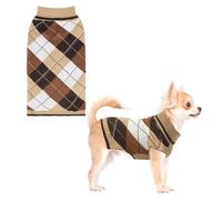 KOOLTAIL Dog Sweater for Small Dogs, Puppy Knitted Clothes - Classic Plaid Pullover Turtleneck Thick Warm Fall Cat Sweaters with Leash Hole, Dog Winter Clothes for Chihuahua Dachshund Girls Boys, XS