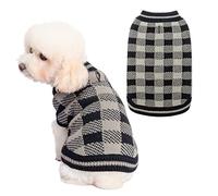 KOOLTAIL Dog Winter Jumper Classic Plaid Dog Knitwear Sweater Soft Baseball Shirt Design for Pet Cold Weather Wearing