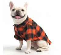 KOOLTAIL Fall Dog Shirt, Halloween Orange Plaid Pet Shirts, Cute Dog Apparel Clothes Suitable for All Seasons, Comfortable Dog T-Shirt for Small Medium Large Dogs Cats, Pet Outfit Costume, M