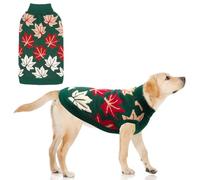 KOOLTAIL Fall Dog Sweater, Thanksgiving Dog Sweater with Autumn Maple Leaf Pattern, Cold Weather Pet Knitted Winter Coats Clothes Turtleneck Pullover for Small Medium Large Dogs Cat Boy Girl, Green XL