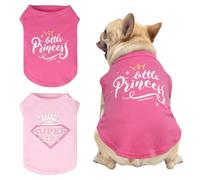 KOOLTAIL Girl Dog Clothes for Small Medium Dogs-2 Pack Summer Dog Vest Shirt with Printing, Soft Breathable Cotton Pet T Shirt Apparel for Frenchi Bulldog,Puppy,Cats, Pink+Rose