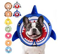 KOOLTAIL Inflatable Dog Cone Collar, Soft Donut E Collar for Dogs After Surgery to Stop Licking Enhanced Alternative, Blow Up Pet Neck Pillow Recovery Adjustable Cone for Dog Cat,Shark M