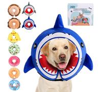 KOOLTAIL Inflatable Dog Cone Collar, Soft Donut E Collar for Dogs After Surgery to Stop Licking Enhanced Alternative, Blow Up Pet Neck Pillow Recovery Adjustable Cone for Dog Cat,Shark L