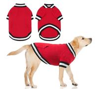 KOOLTAIL Large Dog Sweater Winter Clothes - Red Buffalo Knitwear Soft Cold Weather Coat with Pocket, Pet Fleece Sweatshirt Pullover Outfit for Doggie Small Medium Large Dogs Puppy Cats Girls Boy L