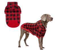 KOOLTAIL Plaid Dog Hoodie Pet Jumper with Hat and Pocket for Small Medium Large Size Dogs, Fleece Dog Hooded Sweatshirt Clothes, Soft Winter Warm Dog Cold Weather Coat for Puppy Cats, Red L
