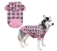 KOOLTAIL Plaid Dog Hoodie Pet Jumper with Hat and Pocket for Small Medium Large Size Dogs, Fleece Dog Hooded Sweatshirt Clothes, Soft Winter Warm Dog Cold Weather Coat for Puppy Cats, PINK XXL