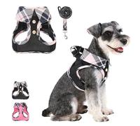 KOOLTAIL Small Dog Harness and Leash Set,Step in No Pull&Choke Soft Mesh Padded Adjustable Collar Style Pet Vest Harness for Extra-Small Medium Dogs and Cats,Plaid Harnesses for XS S Puppy,Beige XS