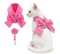 KOOLTAIL Small Dog Harness and Leash Set,Step in No Pull&Choke Soft Mesh Padded Adjustable Pet Vest Harness with Bowtie for Extra-Samll Medium Dogs and Cats,Cute Harnesses for XS S Puppy Fuchsia XS