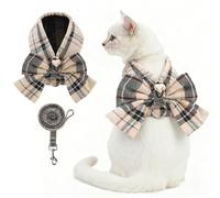 KOOLTAIL Small Dog Harness and Leash Set,Step in No Pull&Choke Soft Mesh Padded Adjustable Pet Vest Harness with Bowtie for Extra-Samll Medium Dogs and Cats,Cute Harnesses for XS S Puppy Beige XS