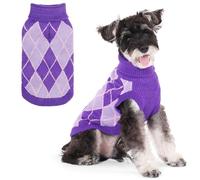 KOOLTAIL Small Dog Sweater, Knit Turtleneck Cold Weather Dog Sweaters for Medium Large Dogs, Soft Diamond Plaid Pullover Knitwear Pet Winter Warm Clothes, Pet Coat Puppy Sweater for Girls Boys