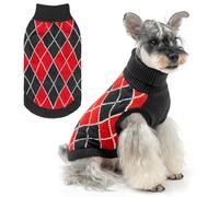 KOOLTAIL Small Dog Sweater, Knit Turtleneck Cold Weather Dog Sweaters for Medium Large Dogs, Soft Diamond Plaid Pullover Knitwear Pet Winter Warm Clothes, Pet Coat Puppy Sweater for Girls Boys