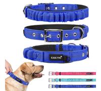 KOOLTAIL Tactical Dog Collar-Heavy Duty Dog Collar with Handle for Training, Soft Padded Thick Wide Reflective Dog Collar with Adjustable Metal Belt Buckle for Medium to Extra Large Dogs Blue L