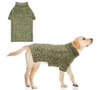 KOOLTAIL Thermal Knitted Dog Sweater for Small Medium Large Dogs, Turtleneck Cable Knit Doggy Winter Coat Warm Clothes Sweatshirt Outfits for Cold Weather,Pullover Pet Jumper for Puppy Cats Green XL