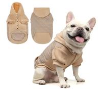 KOOLTAIL Warm Dog Winter Coat for Small Dogs, Waterproof Puppy Jacket with Leash Hole, Cold Weather Pet Vest for Winter, Soft Pet Hoodie Sweater Sweatshirt Clothes for Puppy Cats Girls Boys Beige M