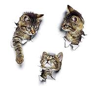 Koomiao Wall Murals Cute and Personalized Cat Wall Sticker Three Toilet Small Waterproof Toilet Sticker Wall Decor for Bedroom