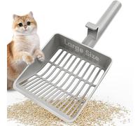 KooMooM Cat Litter Scoop, Heavy-Duty Kitty Litter Scoop with Dual Sifting Holes for Fast & Fine Clumping, Large Cat Litter Scooper with Long Handle & Easy-to-Hang Hook for Litter Box