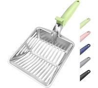 KooMooM Metal Cat Litter Scoop, Large Cat Scooper with Deep Shovel & Dual Sifting Holes for Fast & Precise Sifting, Space Aluminum Kitty Litter Scooper with Long Handle & Easy-to-Hang Hook - Mint