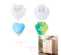 Koonafy 2 Pcs Resin Drawer Knob Moulds, Cat Paw Heart Diamond Crystal Silicone Mould, Door Pull Epoxy Silicone Molds, Knob Casting Molds for DIY Jewelry Keychain, Kitchen Cabinet Door Handle