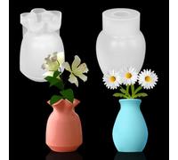 Koonafy 2 Pieces Vase Resin Moulds Silicone Set, Candle Holder Resin Molds, 8 Style Vase Resin Casting Moulds DIY Making Handmade Home Display Decor Crafts for Epoxy Resin