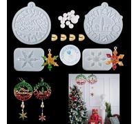 Koonafy 2 Sets Silicone Christmas Hanging Decor Wind Chime Molds Merry Christmas Snowflake Epoxy Molds for DIY Making Windchimes Bell Xmas Crafts Decoration