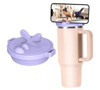 Koonafy 40 OZ Silicone Lid Phone Holder Replacement Fit For Stanley Cup, Stanley Travel Tumbler Phone Mount Lid, Spill Proof Tumbler Covers for Stanley Cup Accessories (Purple)