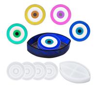 Koonafy 4pc Evil Eye Coaster Resin Molds Devil Eye Silicone Mould with Storage Box Mould for Resin Casting Cup Mats Tray Coasters Jewelry Ornament