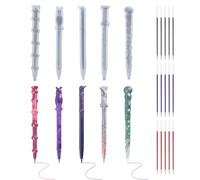 Koonafy 5pcs Pen Shape Resin Molds + 15pcs Refills, Ballpoint Pen Silicone Molds, Epoxy Casting Mold, Irregular Ballpoint Mould for DIY Pen Craft and Teacher Student School Present Art