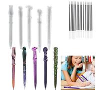 Koonafy 5pcs Pen Shape Resin Molds + 15pcs Refills, Resin Pen Mould Ballpoint Mould Epoxy Casting for DIY Art
