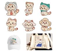 Koonafy 6 Pieces Animals Iron on Patches Cute Cat Embroidered Sewing Patches Random Assorted Style DIY Decorative Sew on Appliques for Clothing, Dress, Backpacks, Jeans & Hat (6 Pieces Cat)