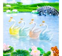 Koonafy 6 psc Crown Luminous Swan Ornament Garden Decor Glow in Dark, Multi-color Swans Resin Micro Landscape Ornaments for landscaping Bedroom Lighting Decoration, Birthday
