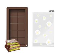 Koonafy Chocolate Bar Mold Deep With Bags Scraper, Silicone Molds for Baking, Candy Mold for Filling, Rectangle Knafeh Pistachio Break Apart (10 Snap)
