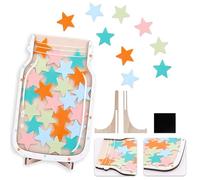 Koonafy Reward Jar with 25 Stars Incentive Jar for Children Star Jar Reward System Motivate Good Behaviour Chart Incentive Jar Class Bulletin Board Responsibility Routine Management Tool (B)