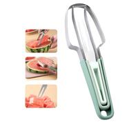 Koonafy Watermelon Cutter Slicer Tool, 3-in-1 Watermelon Fork Slicer Cutter, Stainless Steel Fruit Cutter, Watermelon Cutter Knife Portability Fruit Fork for Camping Kitchen Gadgets (Green)