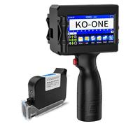 KOONE Handheld Inkjet Printer, 0.5 Inch Nozzle, Portable Inkjet Printer Gun for Text QRCode Barcode Production Date Time Logo Batch Number Print on Metal Wood Glass Cloth Carton Plastic (Black)