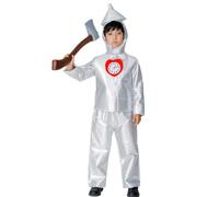 Koongso Boys Tin Man Costume, The Wiz Tin Men Silver Metallic Dress Up with Clock Props Kids Halloween World Book Day Stage Outfits
