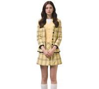 Koongso Cher Costume for Women, Movie Schoolgirl Outfits - Yellow Plaid Jacket Skirt Vest, 90s Vintage Fancy Dress for Halloween Theme Party