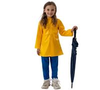 Koongso Coraline Costume Set for Kids, Girls Coraline Yellow Raincoat Jacket with Blue Pants Halloween Scary Theme Party Stage Dress Up World Book Day Outfit Suit