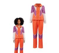 Koongso Dawn Costume for Adult, Pixel Video Game Movie Character Fancy Dress, 80s 90s Retro Tracksuit Shell Suit for Men Women Rave Disco Halloween Party