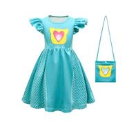 Koongso Girls Super Kittens Costume Cute Kitties Flutter Sleeve Dress with Bag Kids Cartoon Character Birthday Halloween Party Dress Up Set Summer Casual Dresses