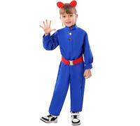 Koongso Gum-Chewing Girls Halloween Costume, Kids Golden Ticket Winner Costume Fat Blueberry Cosplay Jumpsuit with Belt Headband