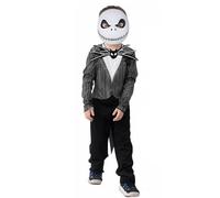 Koongso Jack Skellington Halloween Costume for Kids Boy’s Pumpkin King Striped Jumpsuit with Mask Nightmare Christmas Role Play Party Carnival Performance Outfits