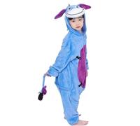 Koongso Kids Animal Onesie Pajamas, Boys Girls Cartoon Donkey Eeyore Hooded Jumpsuit Pajamas Party Costume Family Matching Christmas Sleepwear