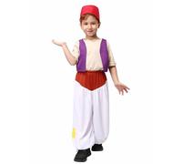 Koongso Kids Arabian Genie Prince Costume, Boys Desert Arab Prince Vest with Hat Street Rat Outfit Suit Halloween Themed Party Fancy Dress Up School Stage Props