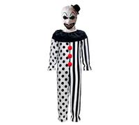 Koongso Kids Art The Clown Costume Horror Clown Killer Black White Jumpsuit with Mask for Boys Girls Evil Jester Halloween Party Full Outfit Set Stage Role Play Props
